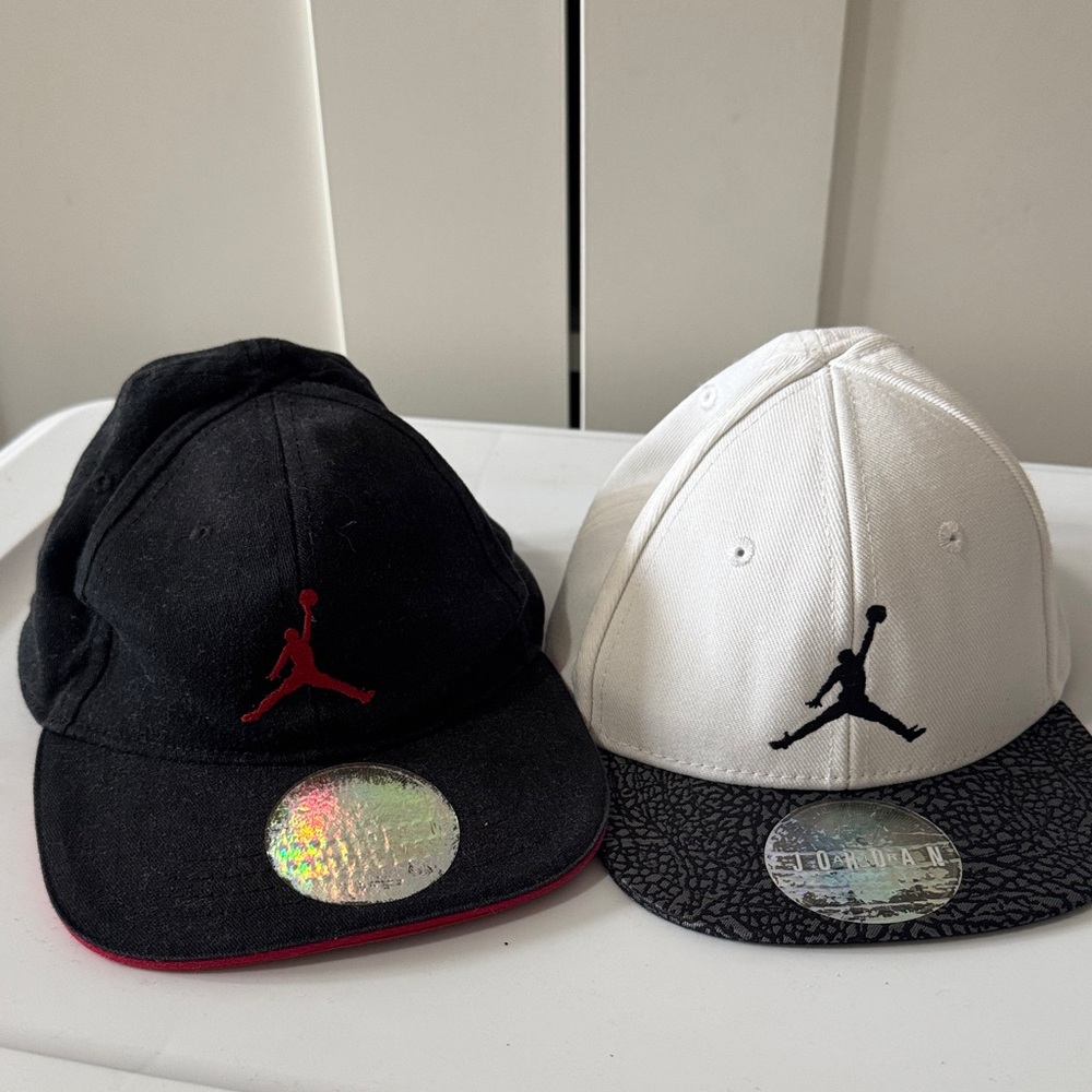 Jordan Kids Black and White Caps with Logo